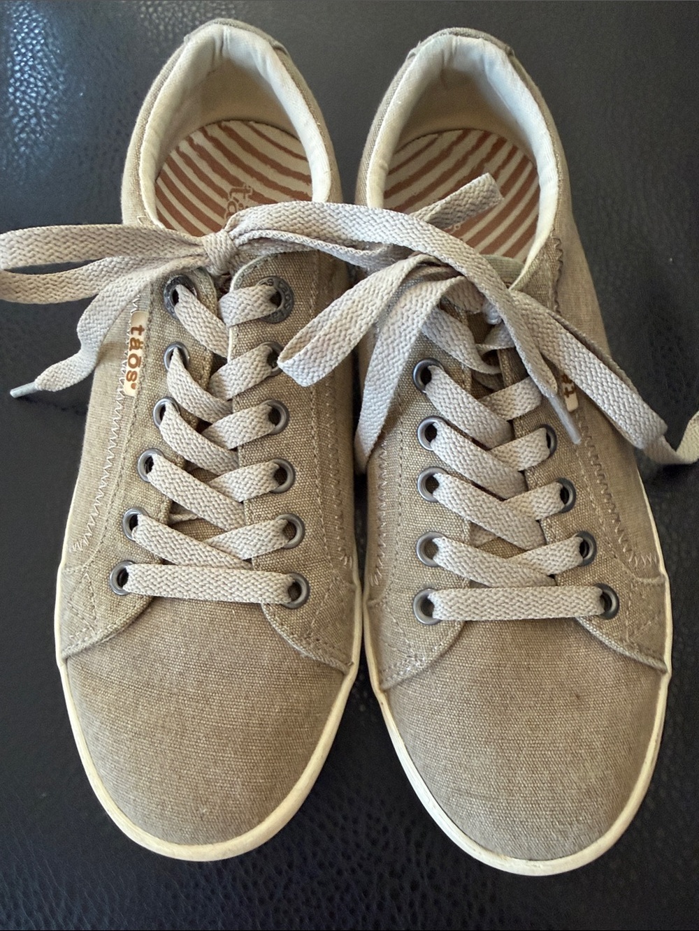 Taos Taupe Canvas Women's Lace-Up Sneakers - Casual Everyday Shoes